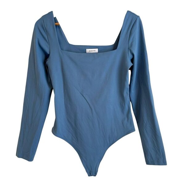 Babaton Aritzia Original Contour Squareneck Dusty Blue Bodysuit Size Large - Picture 1 of 7